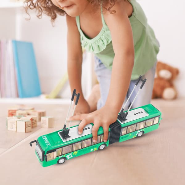 1:48 CS0133 Elektronisk bybuss lysbil pedagogisk leketøy for barn trafikkmodell (grønn)