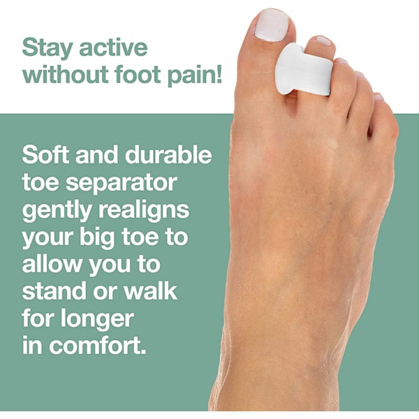 Gel Tåseparatorer för Överlappande Tår Hallux Valgus Stortåjustering Korrigerare Distans 4-pack Vit