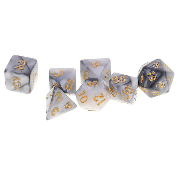 3 x 7 kappaletta monitahoisia noppia Dungeons and Dragons RPG -lautapeliin, harmaa valkoinen