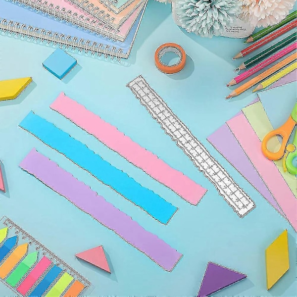 Metall Linjalset med Ojämna Kanter - 3 Delar, 21,3 cm - För Korttillverkning, Scrapbooking, Hantverksdekoration