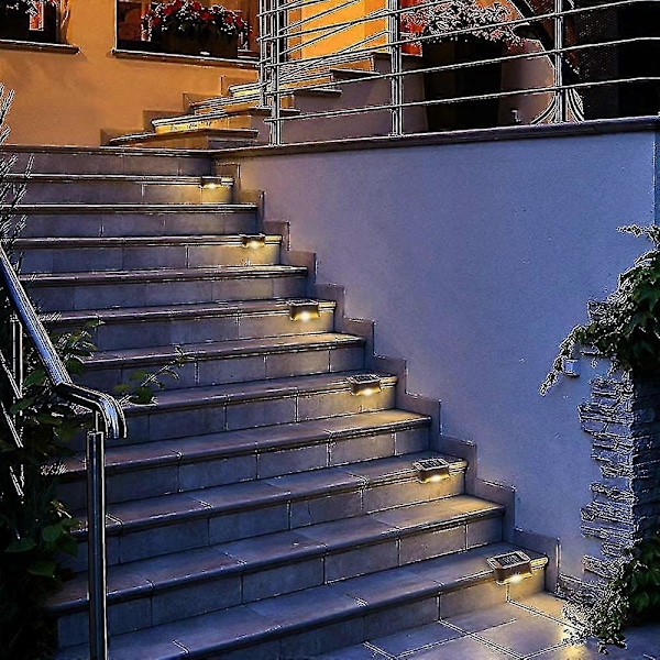 Vedenpitävät aurinkokennovalot aitaan - 12 kpl, Porrasvalot, IP65 LED aurinkopuutarhavalot