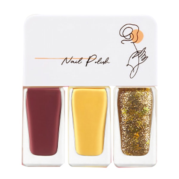 3-pack Vattenbaserat nagellackset för kvinnor, lätt att skala av, snabbtorkande nagellack för dejting, halloweenfest T01