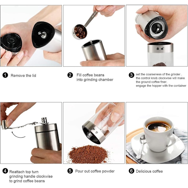 Justerbar Konisk Kvarn Manuell Kaffekvarn Bärbar Handvevad Bönkvarn