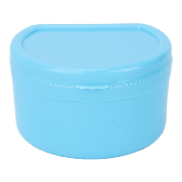 Bærbar Dental Retainer Box Falske Tænder Opbevaringsboks med Kurv Net Container til TravelLight Blue