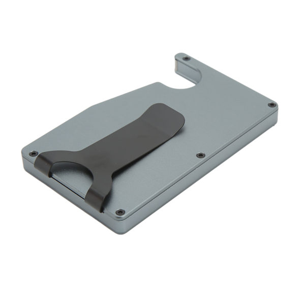 Korthållare i aluminiumlegering, antimagnetisk, stöldskyddad, automatisk utmatning, kreditkortsfodral, grå