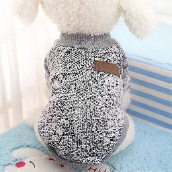 Strikket sweater til kæledyrshund, tyk og varm, vinter kæledyrshund katte tøj Zekai Grå 2XL