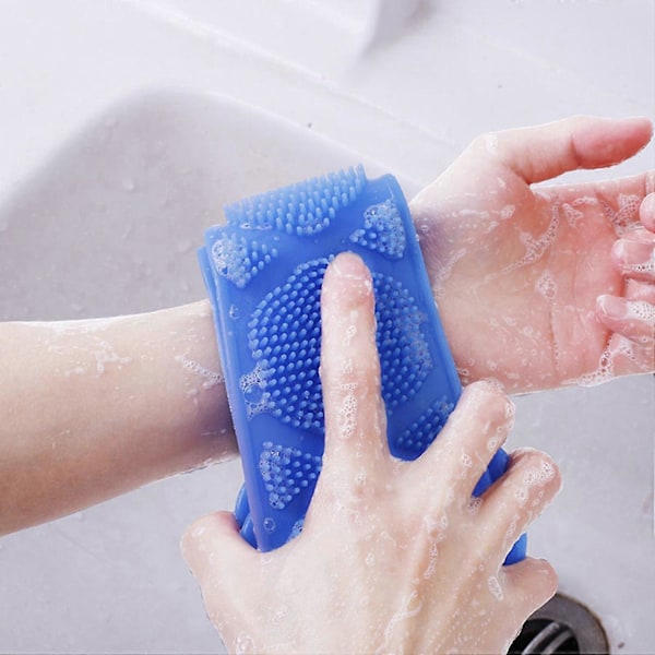 Silikon Badborste Exfolierande Ryggskrubbare för Män & Kvinnor Dusch Bad Hudmassage Djuprengöring Zekai Grön 60cm