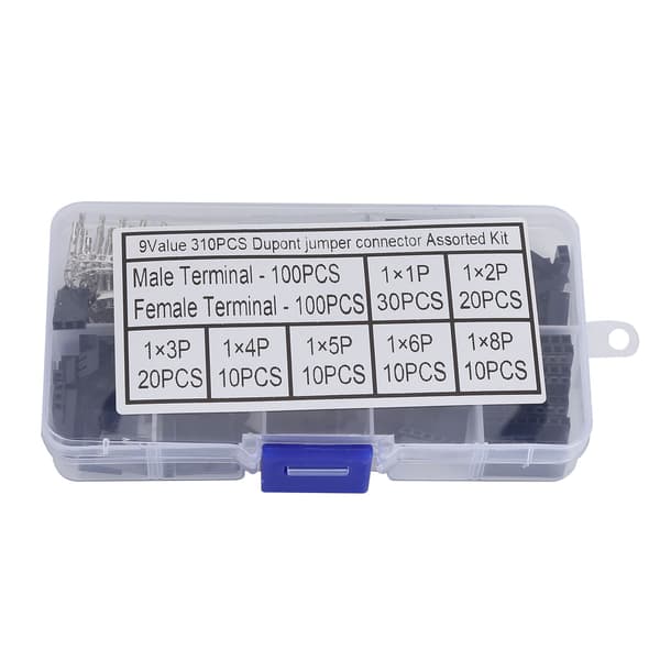 310 stk. Jumper Wire Connector 2,54 mm hus han hun crimp pin terminal sæt kit
