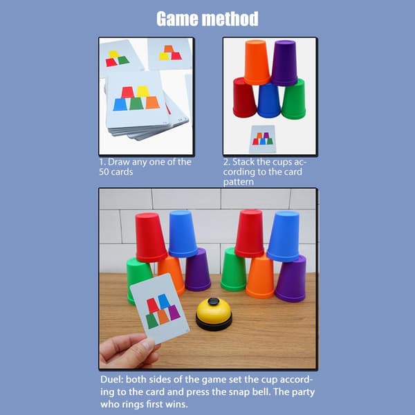 Børn Stacking Cups Quick Stacks Cups Sports Speed Training Game Klassisk Interaktiv Udfordring Konkurrence Festlegetøj