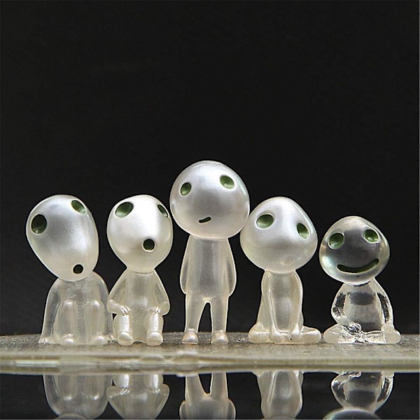 Princess Mononoke Lysande Trädälva Figurer Set om 6 - Trädgårdstillbehör för Utomhusbruk
