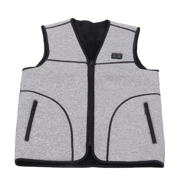 Elektrisk oppvarmet vest 3 oppvarmingsnivåer intelligent temperaturkontroll grå USB oppvarmet vest for kvinner menn ski fotturer 4XL