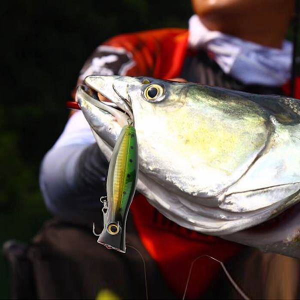 13 cm artificiellt 3D-ögon fiskbete havsfiske sötvatten fiskedrag med krok (vit & grön)