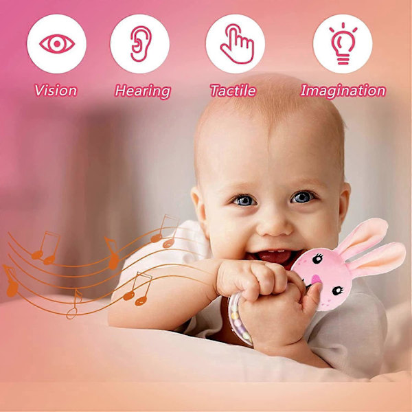 Babyskallror för 0-12 månader - 2 st Nyfödd Babyskallra - Bitring Sensorisk Plyschleksaksset - Ring Skallra Leksak för 0 3 6 9 12 Månader Spädbarn Pojkar G
