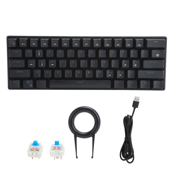 61 Key Wired Mekaniskt Tangentbord LED Bakgrundsbelyst speltangentbord med blå switch för dator