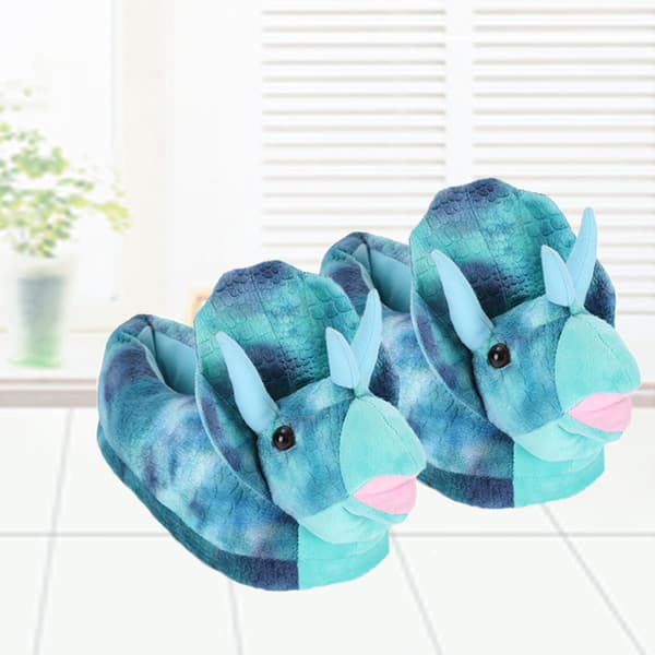 Triceratops Plyschtofflor Vinter Höst och Vinter Tecknade Herr- och Damtofflor för inomhusbruk