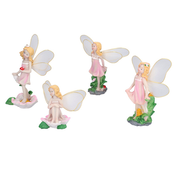 4 st blomsterälvor figurer staty trädgård hem prydnad harts modell miniatyr landskap dekor
