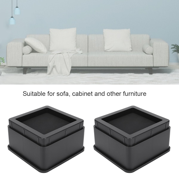 4 stk. rektangulær sofahøjdehynde sort mat PP-plastmøbeltilbehør 2 tommer