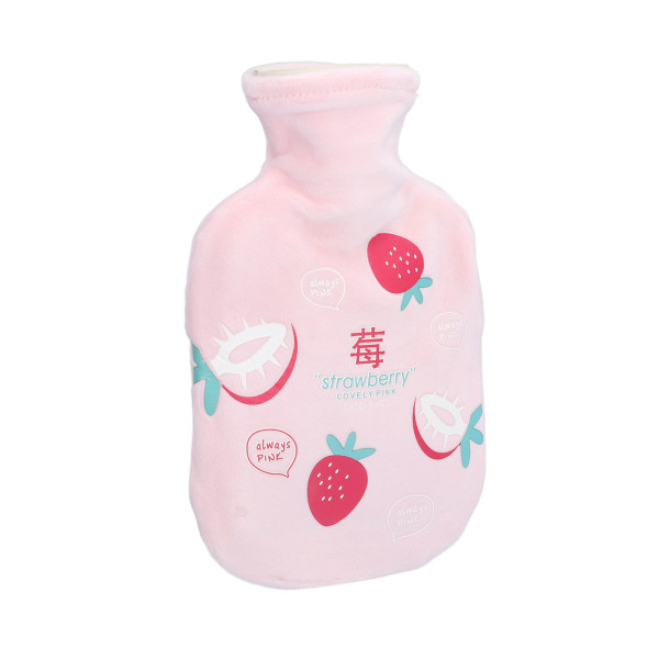 Varmtvandsflaske 350 ml tyk vaskbar naturgummi God elasticitet Nem betjening Varmtvandspose Jordbær