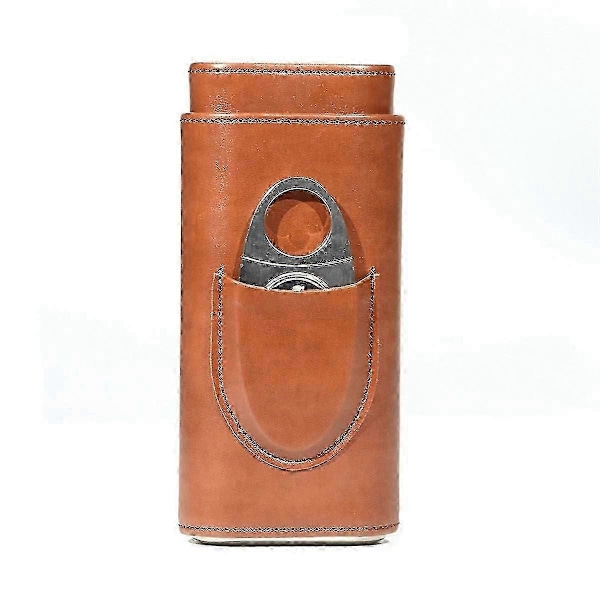 Cigar Etui Tre-Finger Bærbar Cigar Humidor PU Læder Etui Boks,