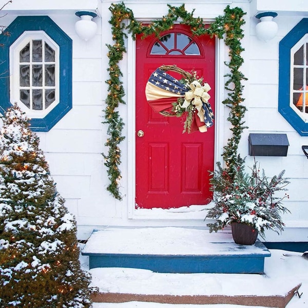 Etuovi 16 seppeleissä itsenäisyyspäivän isänmaallisen muistomerkin ja 4. heinäkuuta veteraanien päivän kunniaksi American Floral Vines Garland Ornaments