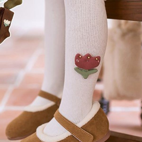 Flickor Strumpbyxor Stickade Bomull Footed Leggings Strumpor Andas Varm Toddler Strumpbyxor för Höst Vinter S