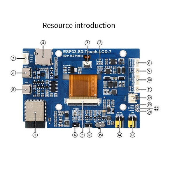 7 tommer kapacitiv berøringsskærm ESP32 S3 med Board LVGL programmering