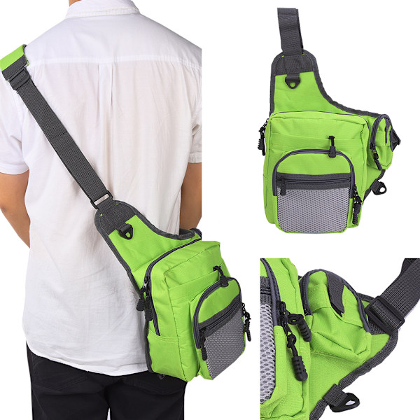 Multi polyesterikalastusvälineet Crossbody-laukku ulkourheiluun, retkeilyyn, matka-olkalaukut (vihreä)