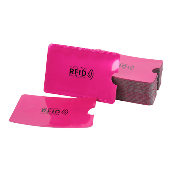 100 st Kortblockeringshylsor Snug Fit Folie Anti Scan Stöld Magnetskydd Bärbar skyddskorthållare Rosa