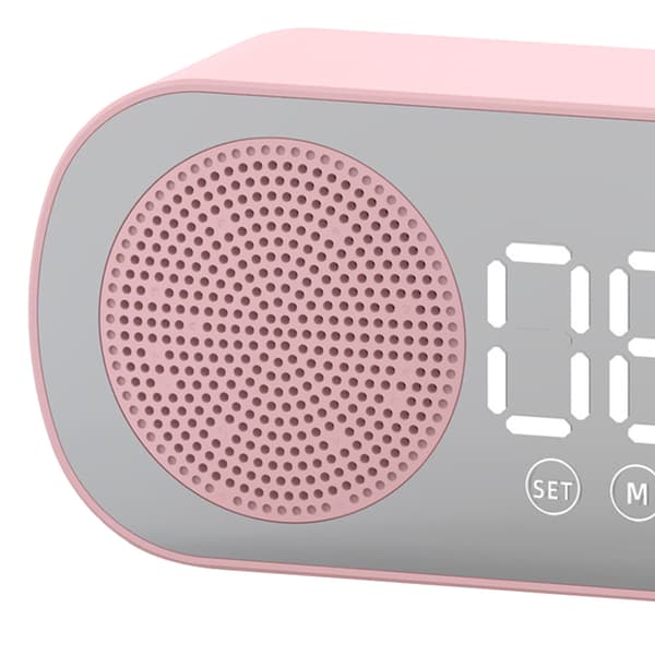 Bluetooth Högtalarklocka Multifunktionell Smart Digital Spegel Väckarklocka för Hem Skola Kontor Engelsk Version Z7 Rosa