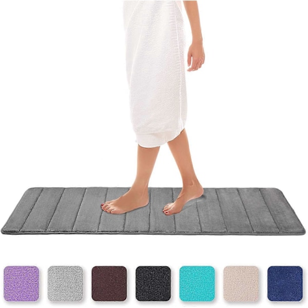 Badrumsmatta Absorberande Halkfri Badrumsmatta Tvättbar Badrumsmatta - 40x120cm, Grå