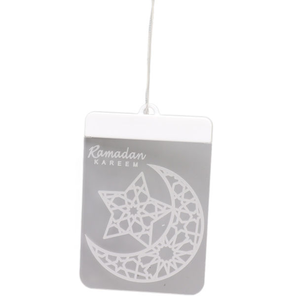 Eid Ramadan Vindueslys 3D Måne og Stjerne Islam Mubarak Ramadan Dekorative Lampe til Udendørs Indendørs Soveværelse Ferie