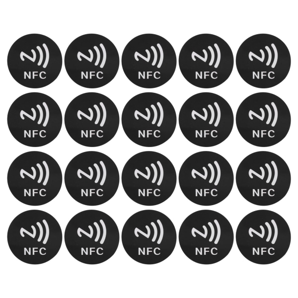 20 stk NFC-klistremerker 125KHz Anti-interferens-ID Telefon NFC-klistremerke for tilgangskontroll Home Assistant Svart