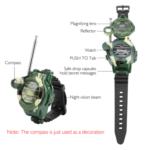 2st 7 I 1 Walkie Talkies Klocka Elektronisk Radio Interphone Klocka Barn Utomhus Leksak Present