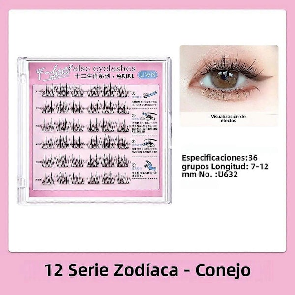 Limfria Falska Ögonfransar Zodiac-serien 12 Tecken C-Kurvor 0.05mm Segmenterade Självhäftande Syntetiskt Hår Längd 1cm-1.5cm U632