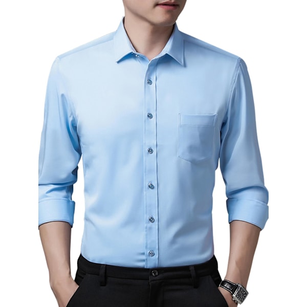 Miesten Slim Fit -taivasinsininen napitettu pukeutumispaita