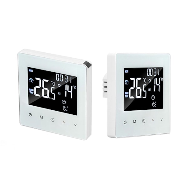 Digital termostatskjerm Programmerbar hjemmetermostat med 3 meter sensorledning for elektrisk gulvvarme Hjem Hotell Kontor AC90‑240V Hvit Med WiFi