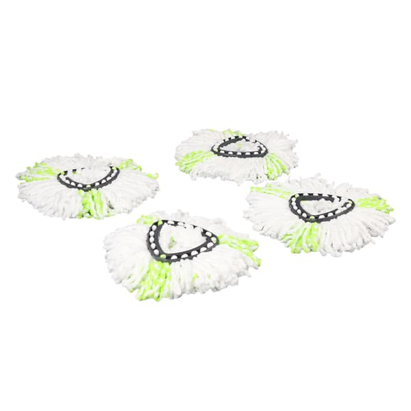 4-pakning Spin Mop Erstatningshode Trekant Gjenbrukbart Mikrofiber Roterende Mopphode for Gulvrengjøring Grønn 4 stk