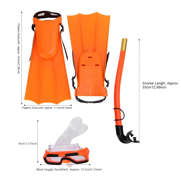 Barn Dykning Snorkling Mask Simglasögon Snorkel Fenor Set Simutrustning Tillbehör(30-35)