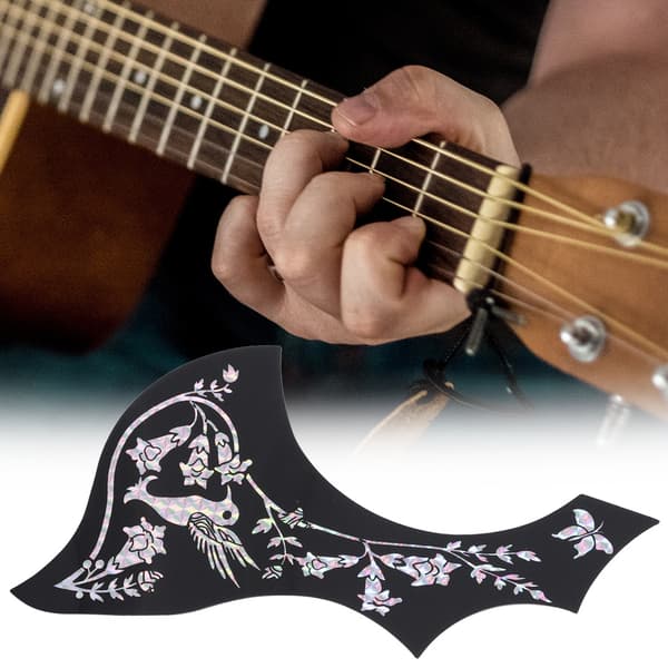 Guitar Pickguard Selvklæbende Sticker Sort Farve Blomst Fugl Beskyttelse Universal Tilbehør