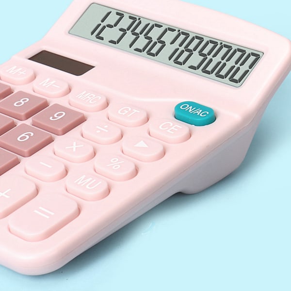 Desktop-kalkulator Standard 12-siffer Solar og Batteri Dual Power Student Calculator for Office School Home Business Pink