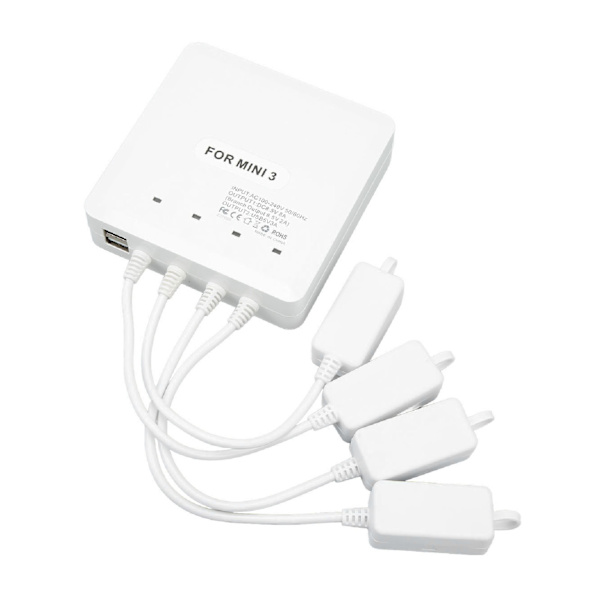 Laddare för drönarbatteri 4-vägs UAV-laddningshubbtillbehör med USB-port för DJI Mini 3 Pro EU-kontakt 100‑240V