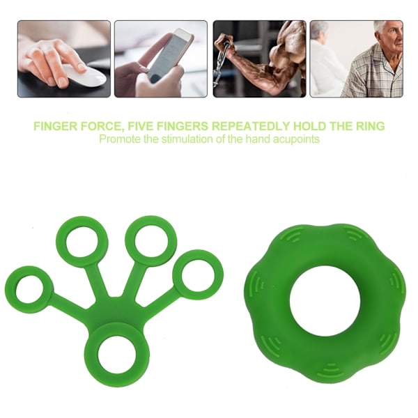 Finger Pull Ring Finger Træning Modstandsbælte Håndstyrke Træner Ring Expander Mørkegrøn
