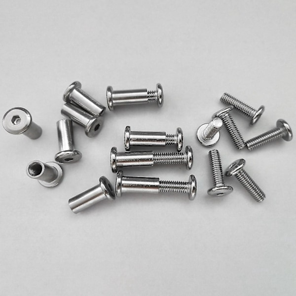 20 stk. Skrue Stolpe Passer kompatibel 5/16 tommer (8 mm) Hul Dia Han M6X20 mm Hun M6X18 mm Bæltespænde Bindebolte Læder Fastgørelse-B13