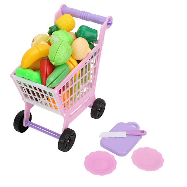Plast Mini Supermarket Shopping Cart Play Set Desktop Simulation Basket Trolley Push Car Toys