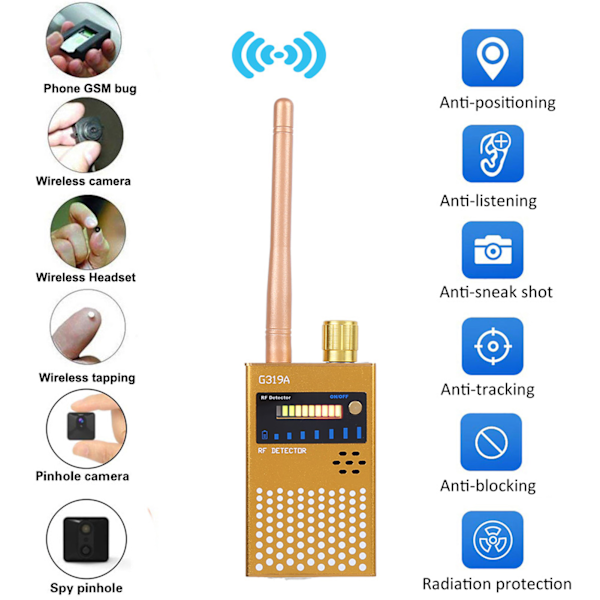 G319 Aluminium Alloy Professionel Høj Følsomhed Udendørs Locator Detektor GPS Mobiltelefon Detekteringsudstyr 110-220V