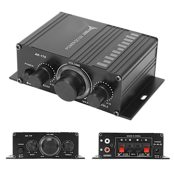 12V Mini Powerforstærker forvrængningsfri og klar lyd bærbar til bil eller hjem MP3-afspiller