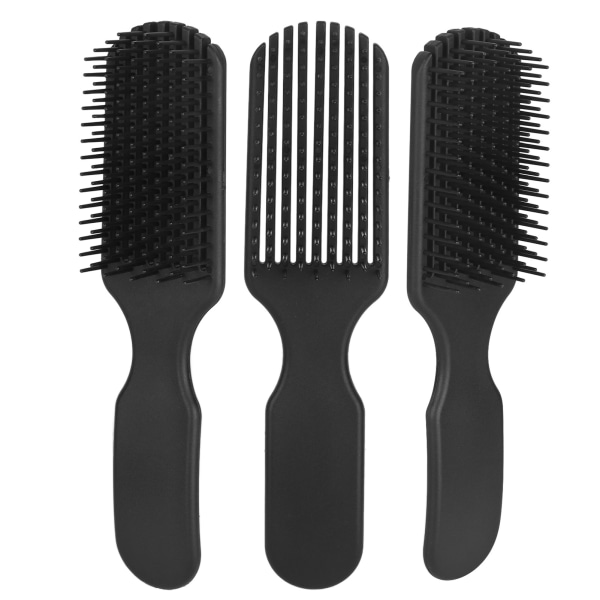3 stk 9 rader hårbørste bred tann Lett ergonomisk detangling børste for alle hårtyper styling
