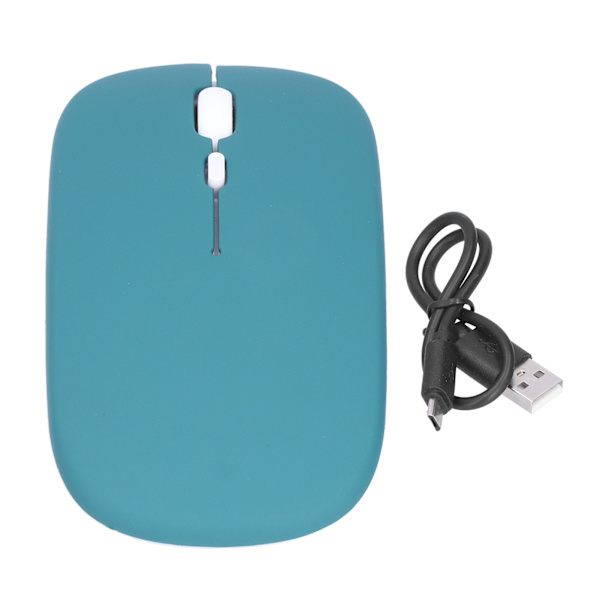 Trådløs mus genopladelig DualMode 2.4G ergonomisk lydløs optisk computertilbehør (cyan sort)