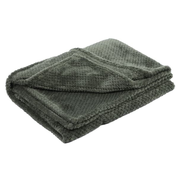 Tykt blødt polyesterfiber aircondition tæppe til sofa soveværelse sengetøj militærgrøn 70x100cm