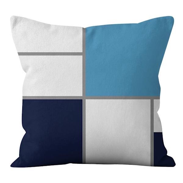 Blå geometriske mønster putetrekk - sett med 4, 45x45, dekorativ bomull og lin, for sofa og seng